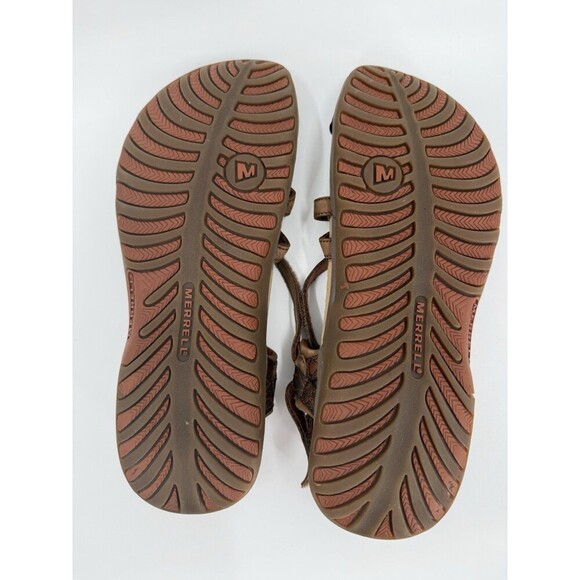 MERRELL Q FORM Womens Dark Earth Performance Leather Upper Strap Sandals Size 8 - Picture 11 of 11